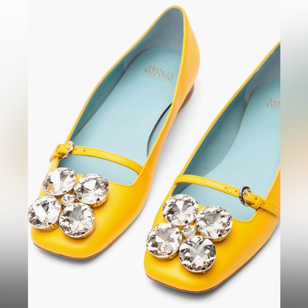 Frances Valentine Josephine Ballet Flats Canary Yellow size 10 B